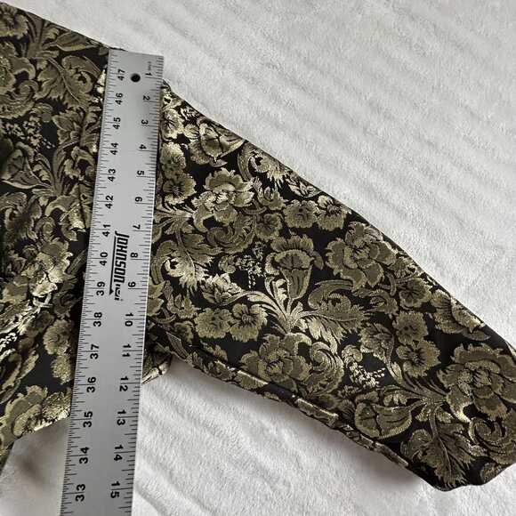 Nipon Boutique Womens Blazer Black Gold Floral Brocade Shawl Collar Size 20W - Picture 8 of 9